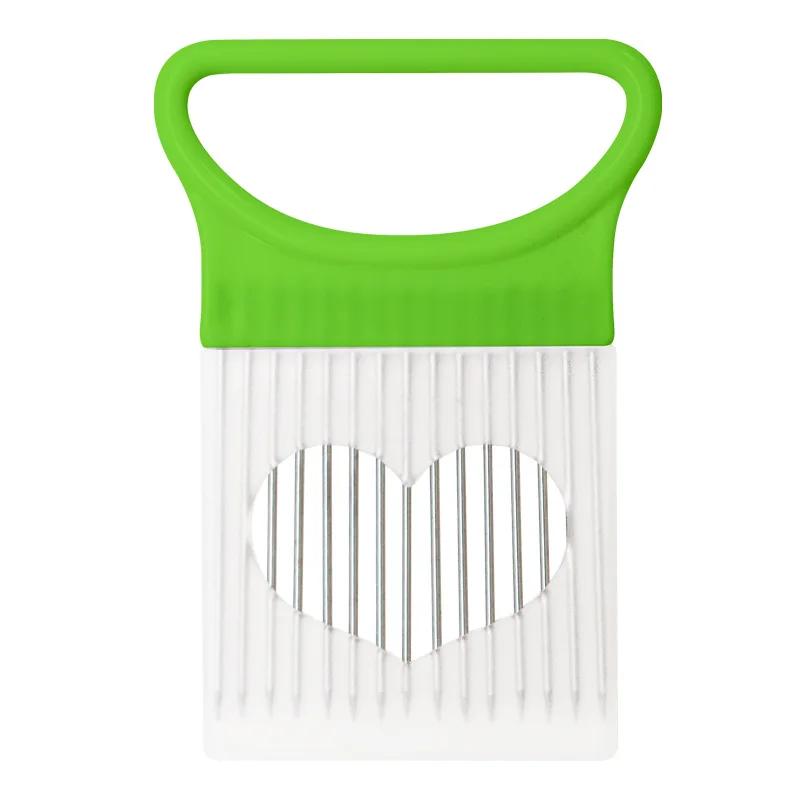 

Игла для лука из нержавеющей стали, вилка для мяса, игла для овощей и фруктов, томатный резак, держатель для резки, кухонные принадлежности, инструмент зелёный