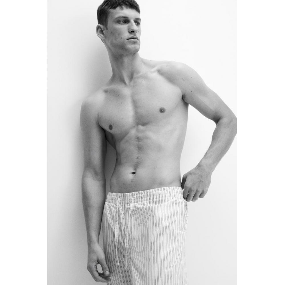 H M Poplin Pants Relaxed Fit wHite