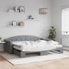 VidaXL Daybed with Trundle and Mattress Light Grey 90x200 Cm Fabric 3197548