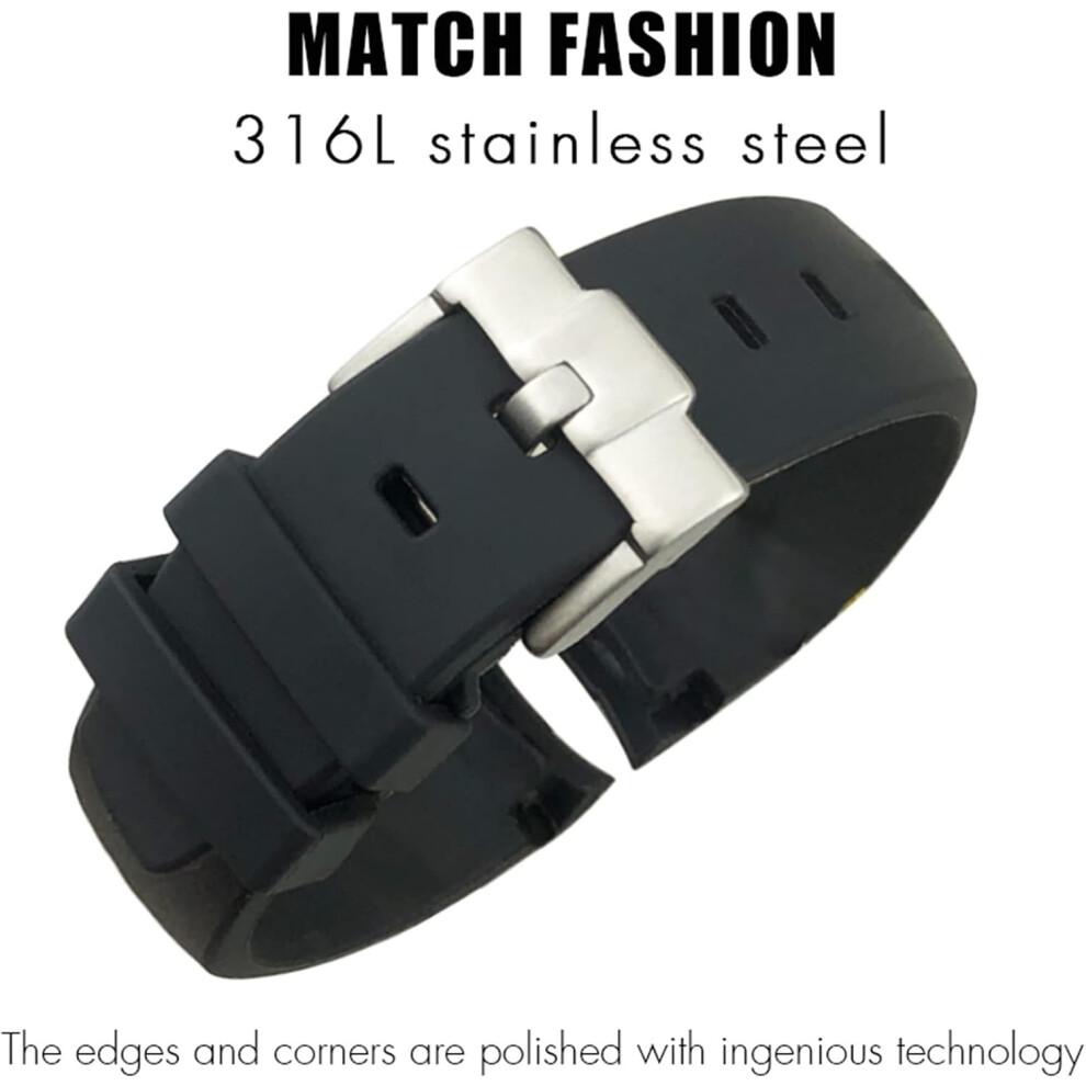 Silicone strap for Rolex Submariner Hulk GMT Milgauss Yacht Master Deepsea, 19mm, 20mm, 21mm, 22mm, Black, 21mm Rose Buckle