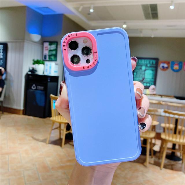 2 In 1 Lens Frame Silicone Phone Case For Iphone 13 12 11 14pro Max Xr Xs Max X 14pro 13 12 Shockproof Soft Candy Color Cover