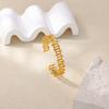 Classic Texture Geometric Open Bangle Bracelet For Women Stainless Steel Gold Color Exquisite Cuff Bracelet New Hand Zircon