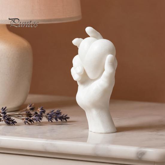 PLA Sculpture for Gifts Hand Holding Heart 3D Printed Figurine, Modern Minimalist Sculptural Desk Decor, Romantic Ornaments Home Accent Shelf