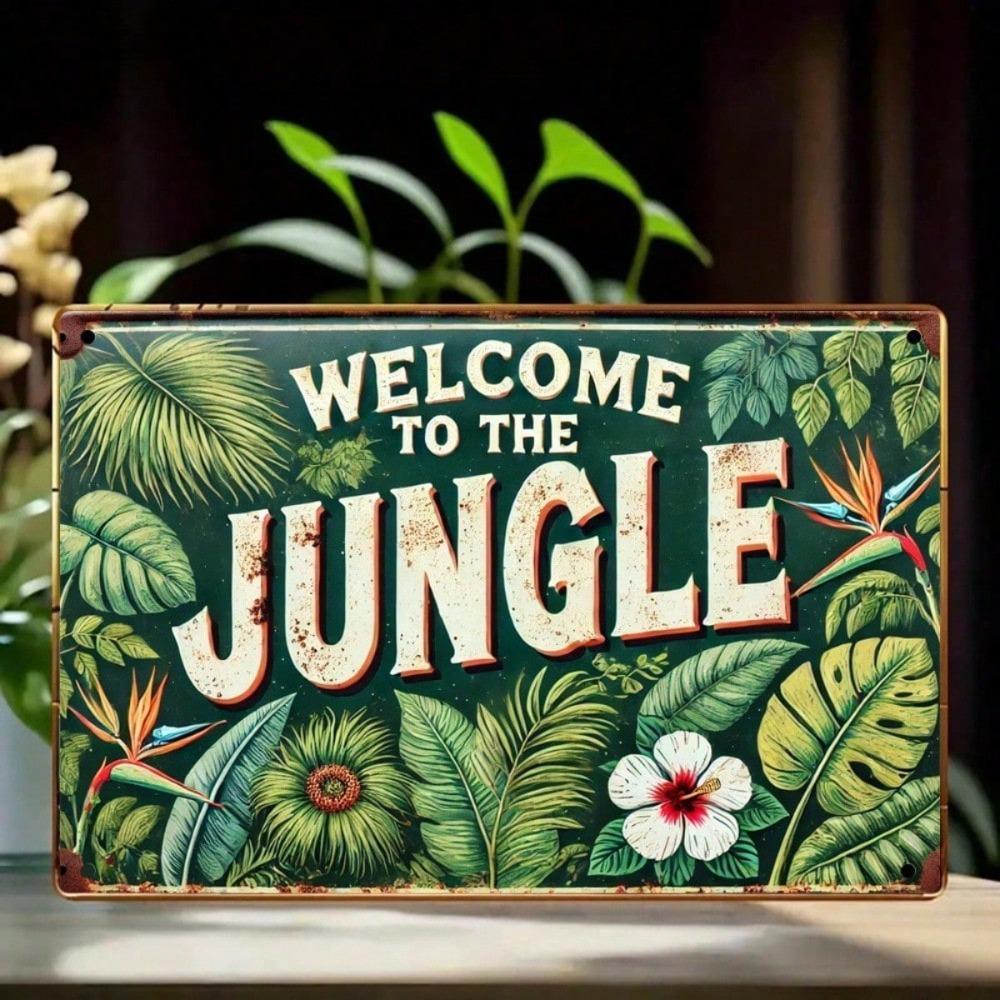 Retro Jungle Tin Sign 12x8 Inch Wall Decor for Home Bar Cafe