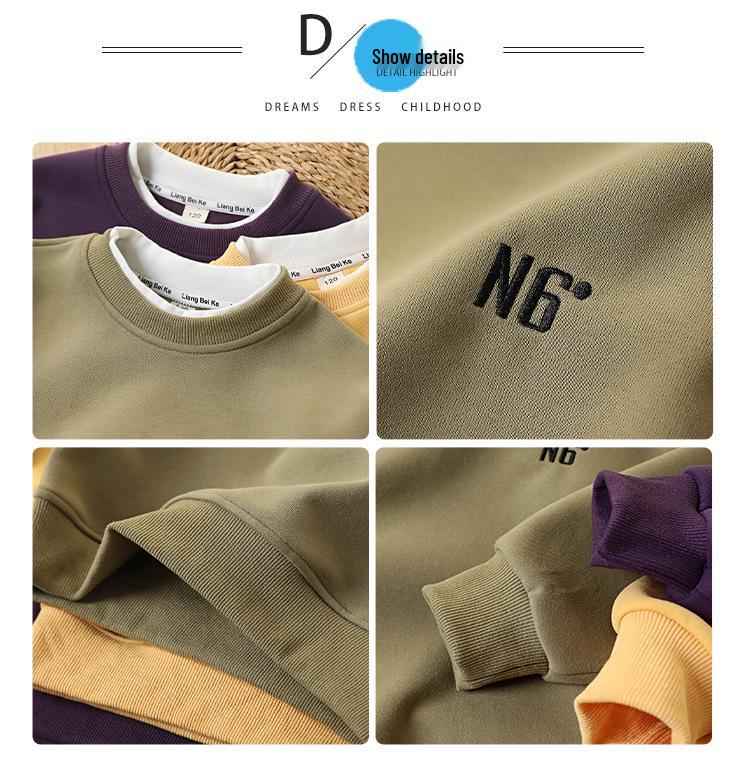 2025 Autumn Stylish Boys' Layered Two-Piece Spliced Sweatshirt T-Shirt, Long Sleeve Casual Top