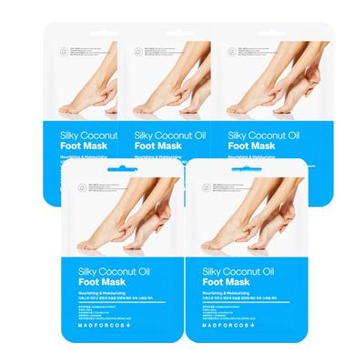 Mad for Cos Moist Silky Coconut Oil Fußmaske, 1 Packung, 5 Packungen