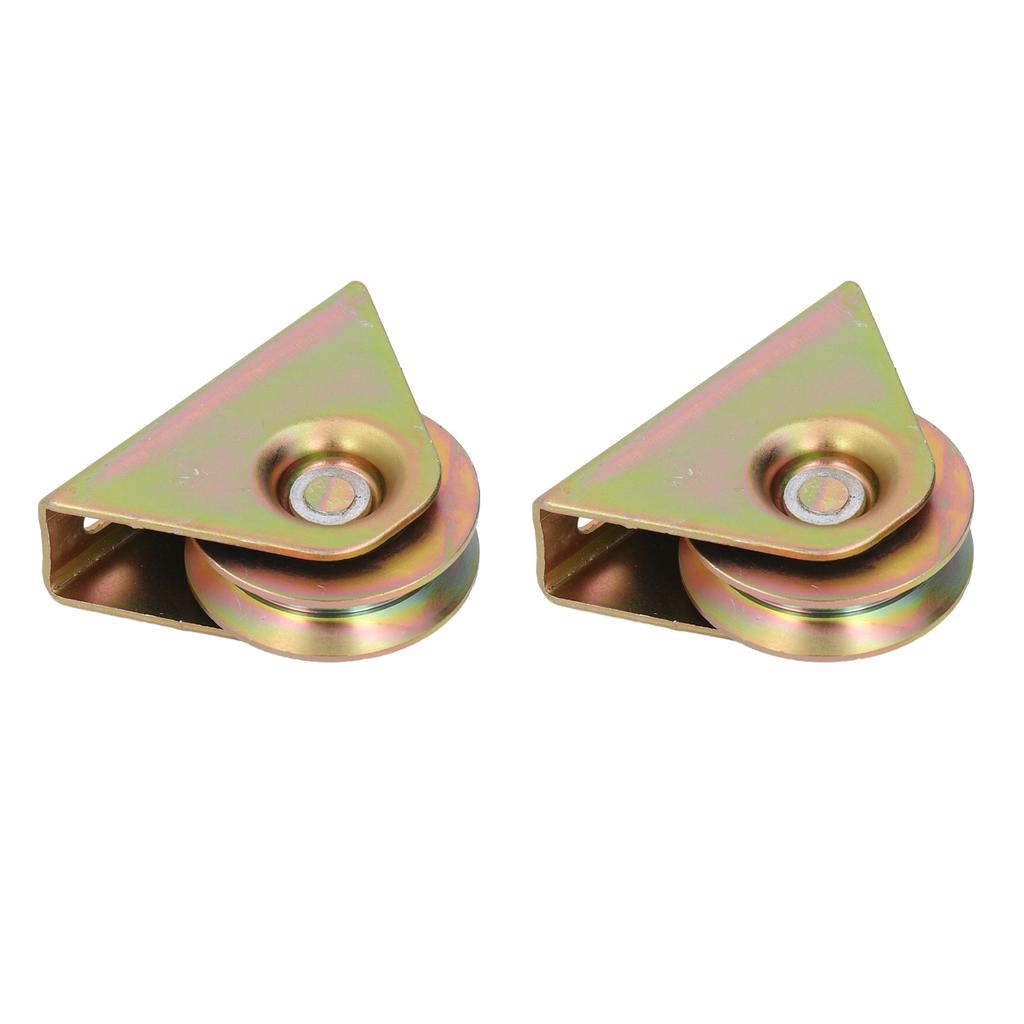 2Pcs Groove Pulley Wheel V Type Wall Mounted Alloy Steel Rope Blocks Rollers 48mm