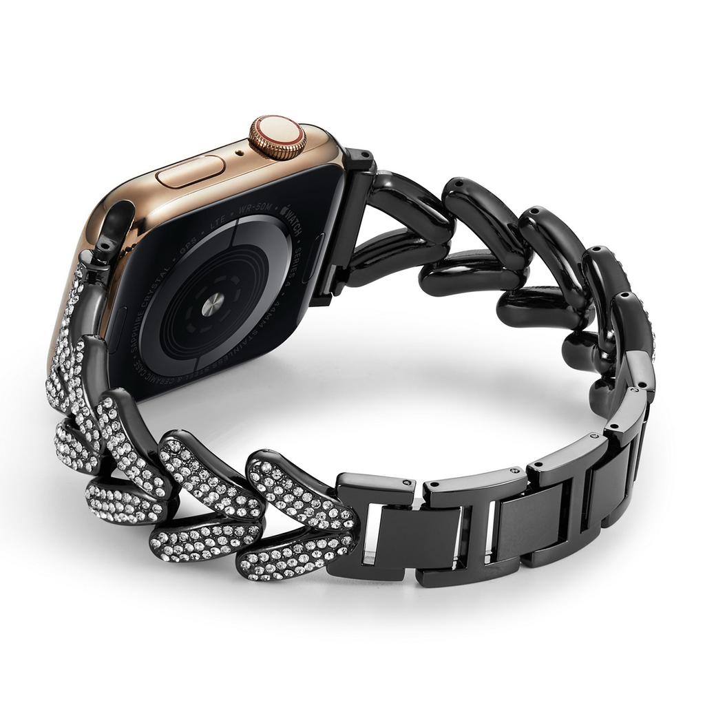 KALEBOL Zinc Alloy Strap for Apple Watch Ultra 3 2 1 49mm/Series 11 10 46mm/9 8 7 45mm/SE3 SE2 SE 6 5 4 44mm/3 2 1 42mm Watch Band Rhinestone Decor