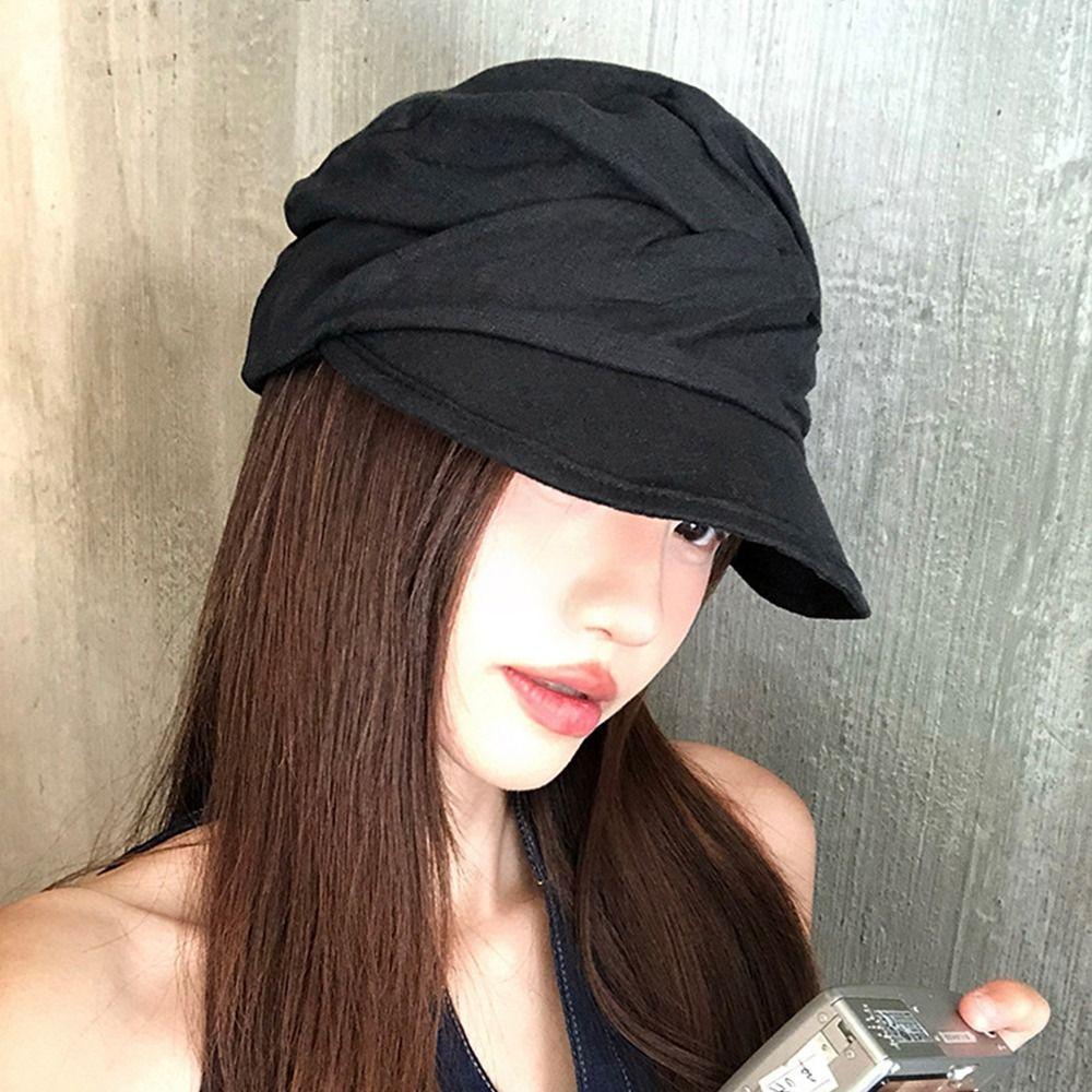 Pleated Newsboy Hats Japanese Peaked Caps Korean Linen Berets  Streetwear
