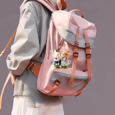 Christmas Ornament Cute Cat Bunny Car Rear View Mirror Charm 2D Flat Acrylic Hanging Pendant for Window Wall Backpack Decor