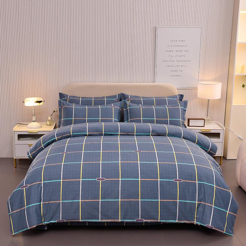 Thickened Cotton Four-piece Set, Pure Cotton Bed Sheet Quilt Cover, Dormitory Three-piece Set, Bedding