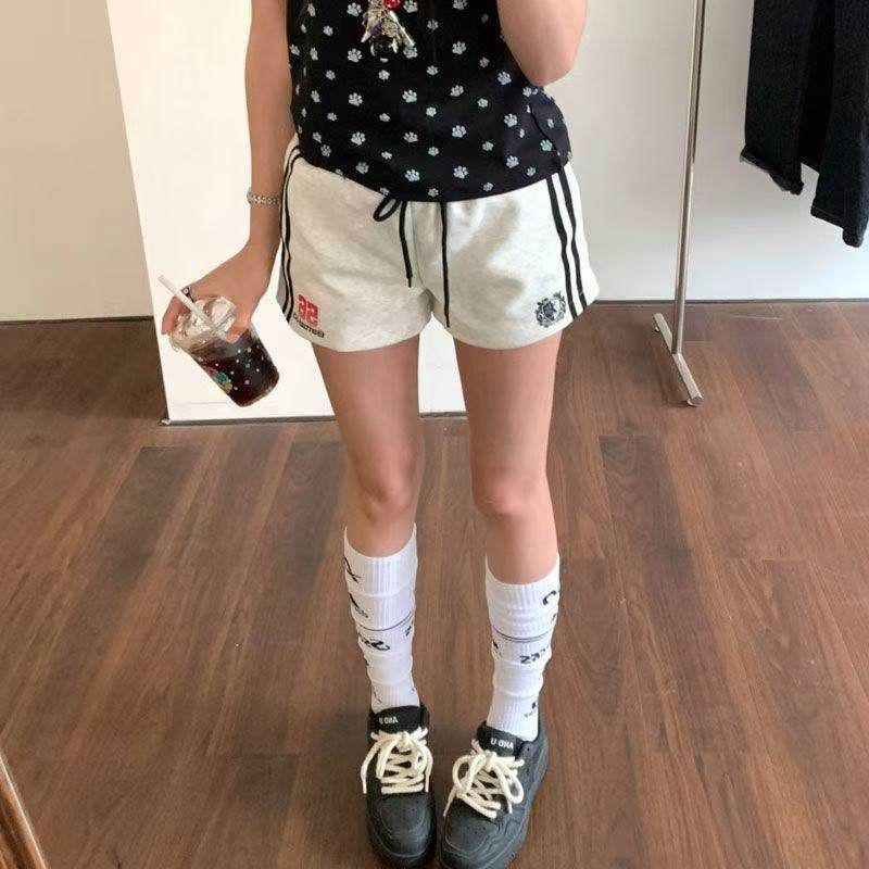 Women's 2026 Color Block High Waist Retro Sports Shorts - Drawstring, Loose, Casual Versatile Hot Pants
