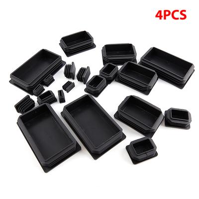 Lot de 4 embouts rectangulaires en plastique noir pour tubes et tuyaux, bouchons pour pieds en acier, tables et chaises, tapis d'étagère