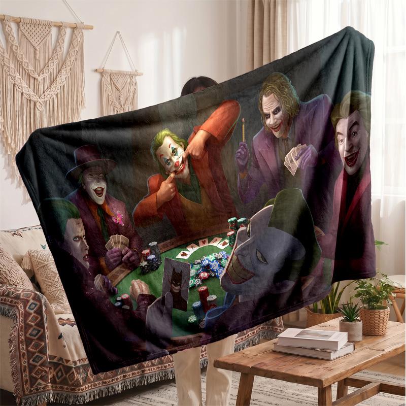 Joker Printed Flannel Blanket, Skin Friendly Warm Throw for Indoor Couch Bed Daily Use