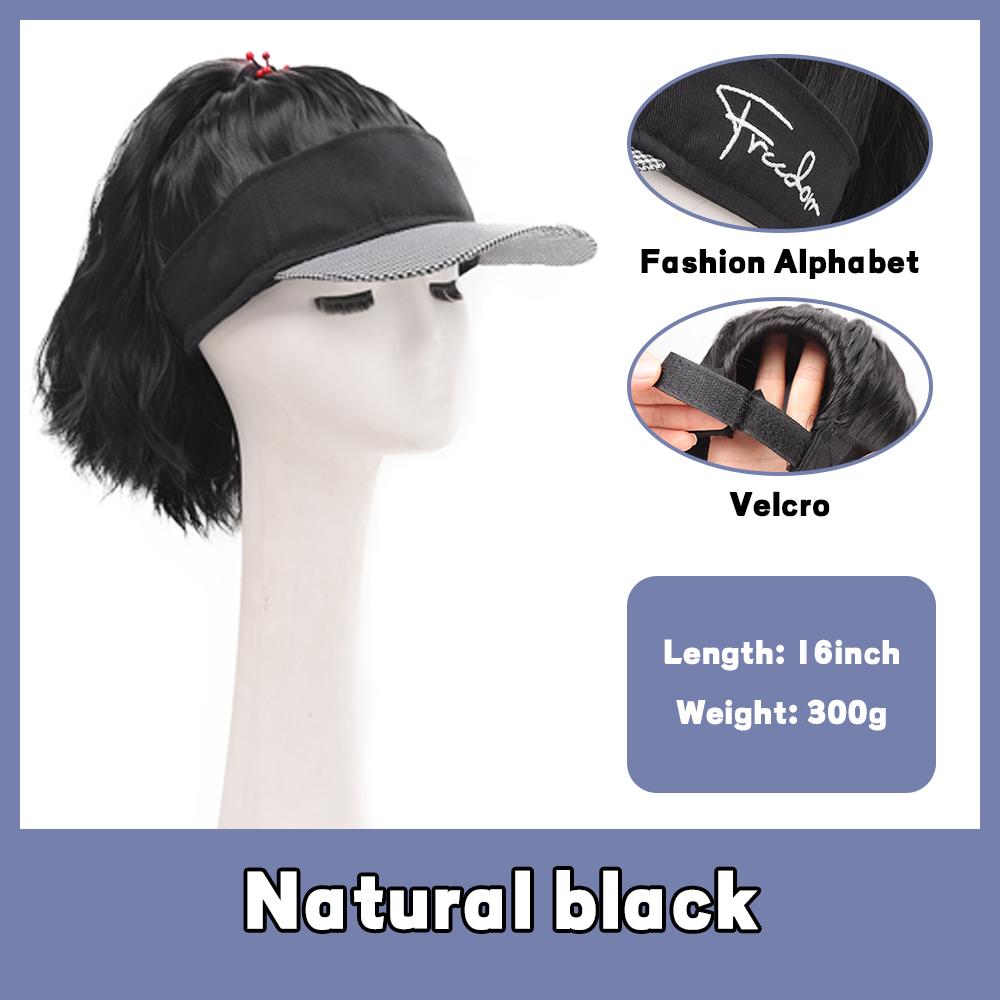 

Синтетический натуральный парик, удлиненный парик с хвостиком и шляпой, пляжный солнцезащитный козырек, бейсболка, цельный, удобный парик-шляпа