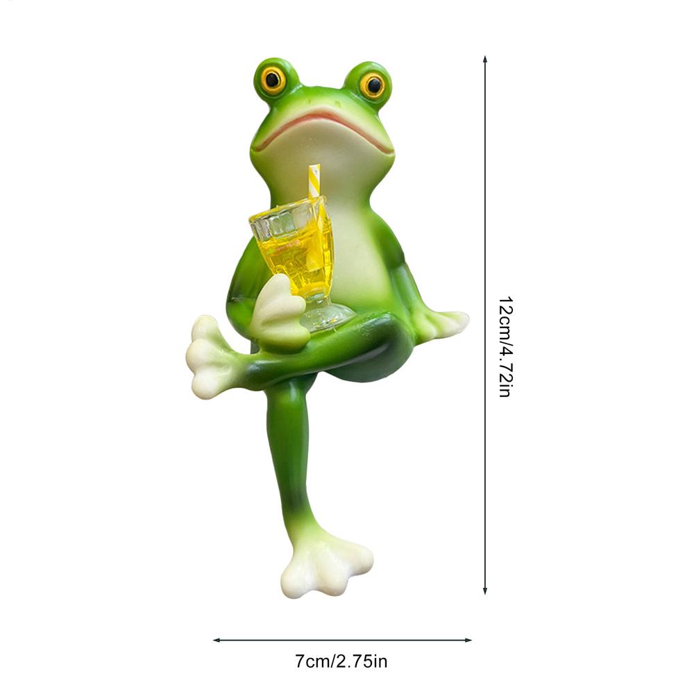 1pc Frog Ornament Resin Decorative Cartoon Animal Hand-Painted Sitting Lying Down Standing Frog Figurines Garden Home Decor