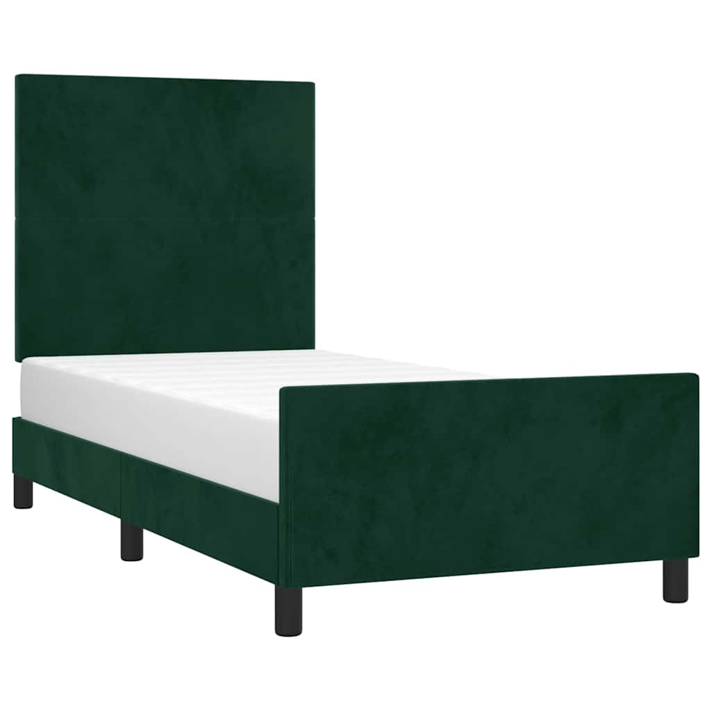 Bed Frame without Mattress Dark Green 90 x 200 cm Velvet