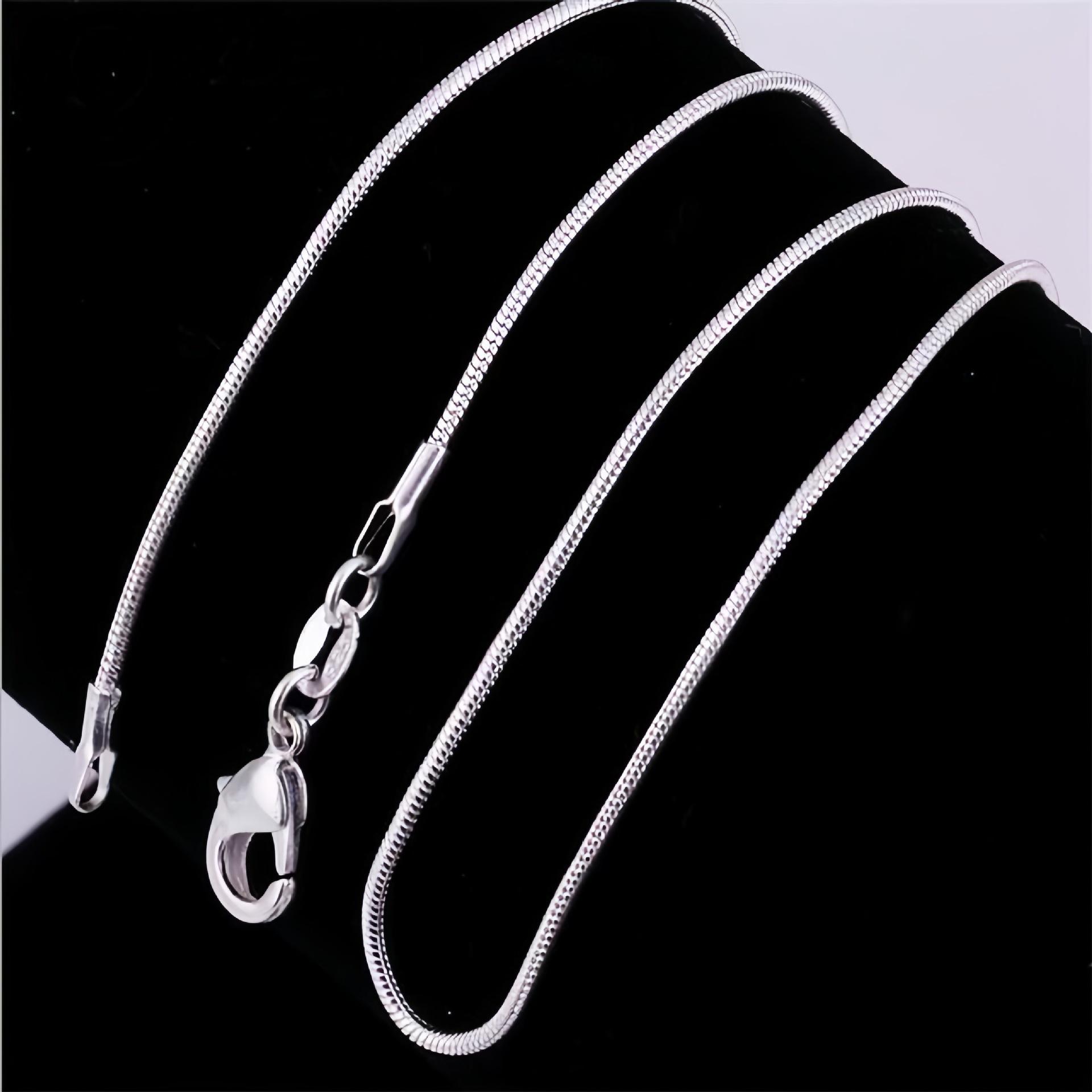 1MM Thin Silver Plated Snake Bone Chain Necklace, Minimalist Delicate Metal Clavicle Chain Unisex Daily Layering Accessory
