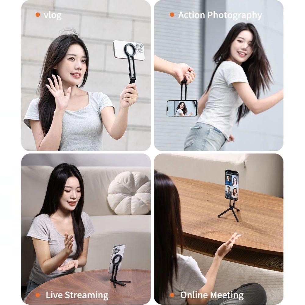 Carabiner-Mounted Phone Tripod Strong Adsorption Phone Handle Magnetic Phone Holder  Livestreaming