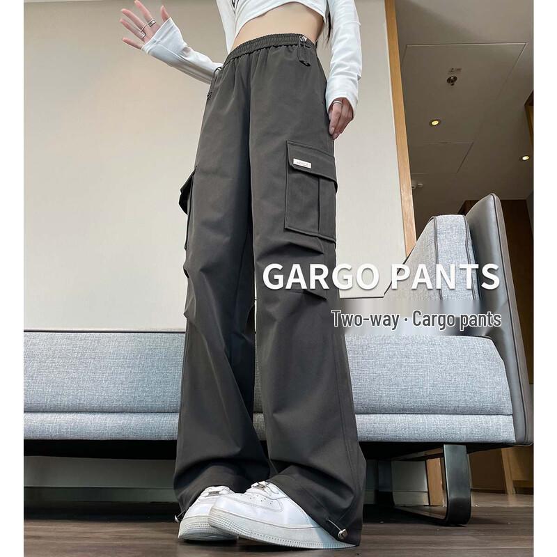 Women's American Retro High-Waist Two-Wear Wide-Leg Cargo Pants