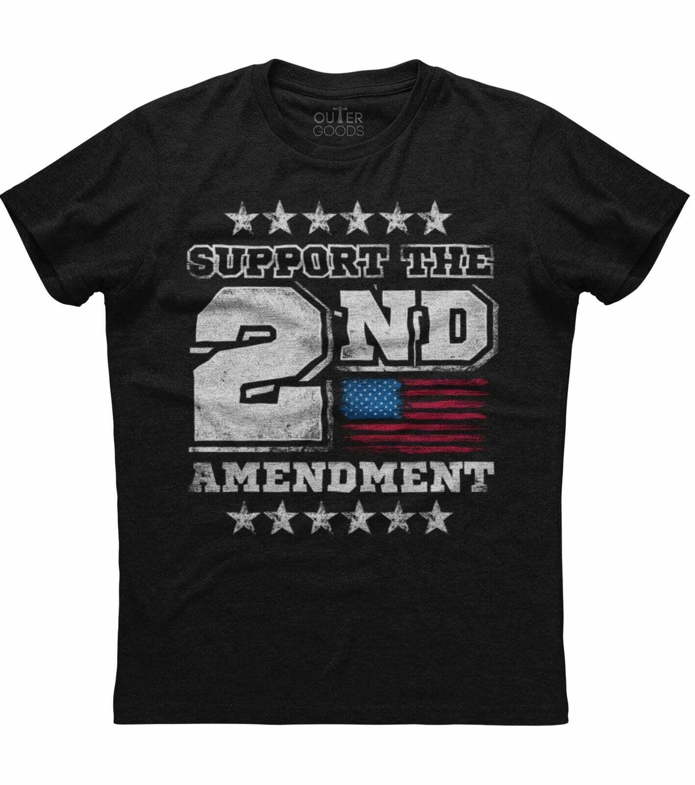 Mens American Flag Support The 2nd Amendment Patriotic T Shirt Gun Rights USA S