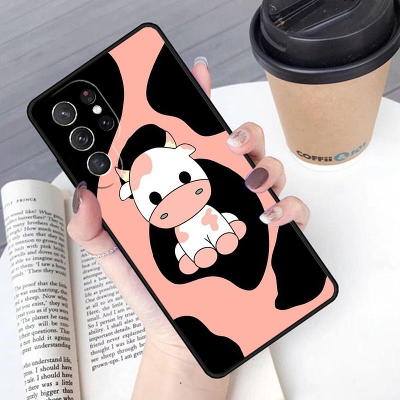Cartoon Cute Cow Spots Phone Case Cover For Samsung Galaxy S24 S25 Ultra S21 S22 Ultra S10E Note 10 Plus Note 20 FE S23