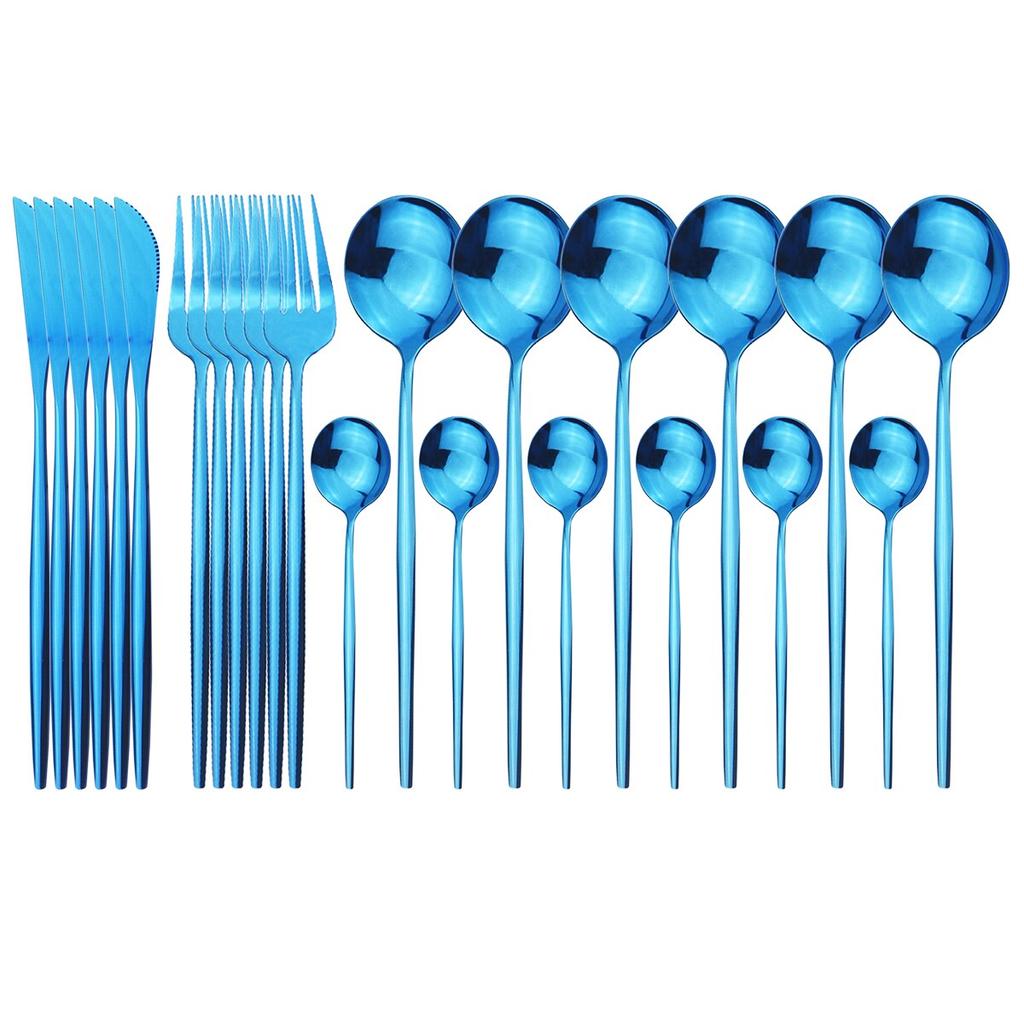 24Pcs Stainless Steel Dinnerware Cutlery Set Knives Forks Coffee Spoon Dinner Tableware Kitchen Utensils Flatware Set