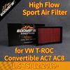 High Flow Sport Air Filter for VW T-ROC Convertible AC7 AC8 1.5 TSI 12.2019- Washable Racing Intake Filters