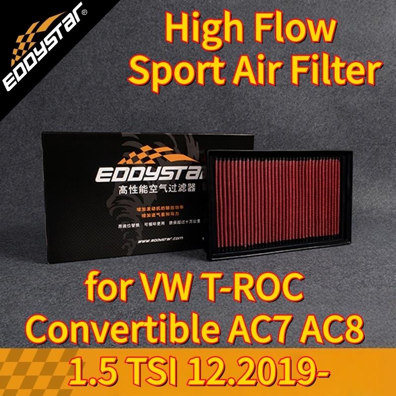 High Flow Sport Air Filter for VW T-ROC Convertible AC7 AC8 1.5 TSI 12.2019- Washable Racing Intake Filters