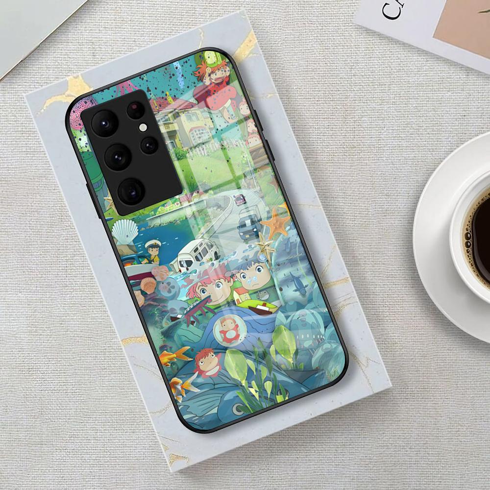 Movie Cute-PonyoES Phone Case For Samsung S26 S25 Edge Ultra 23 22 21 20 Ultra Plus S24 Fe Glass Cover