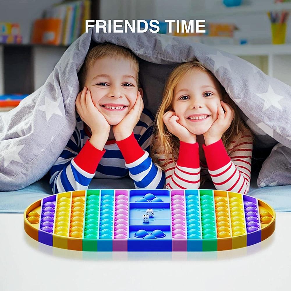 Big Game Fidget Toy, Rainbow Chess Board Push Bubble Fidget Sensory Toys for Parent-Child Time, Giant Decompression Toy