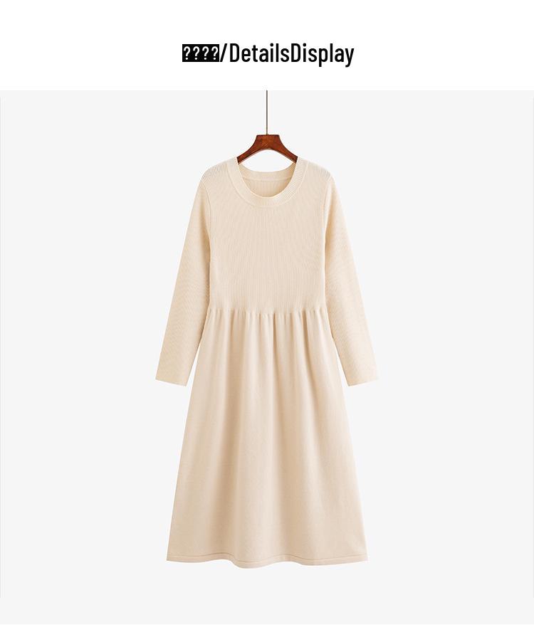 Women's Plus Size Knit Dress - Round Neck, Winter 2025, Loose Fit