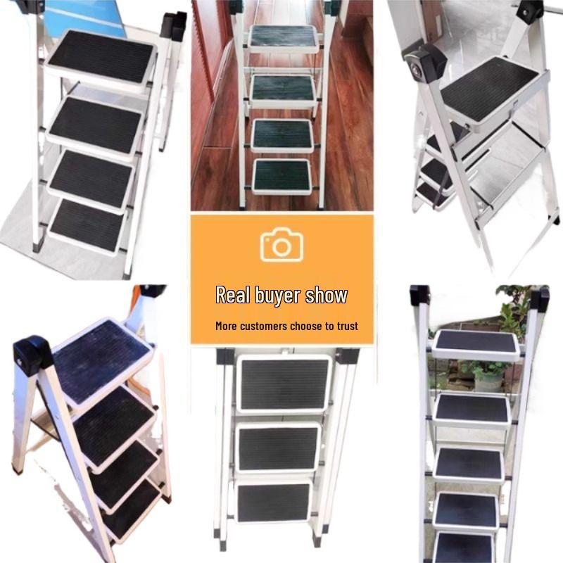 Multifunctional Folding Telescopic Indoor A-Frame Ladder, Portable 4-Step Household Climbing Ladder