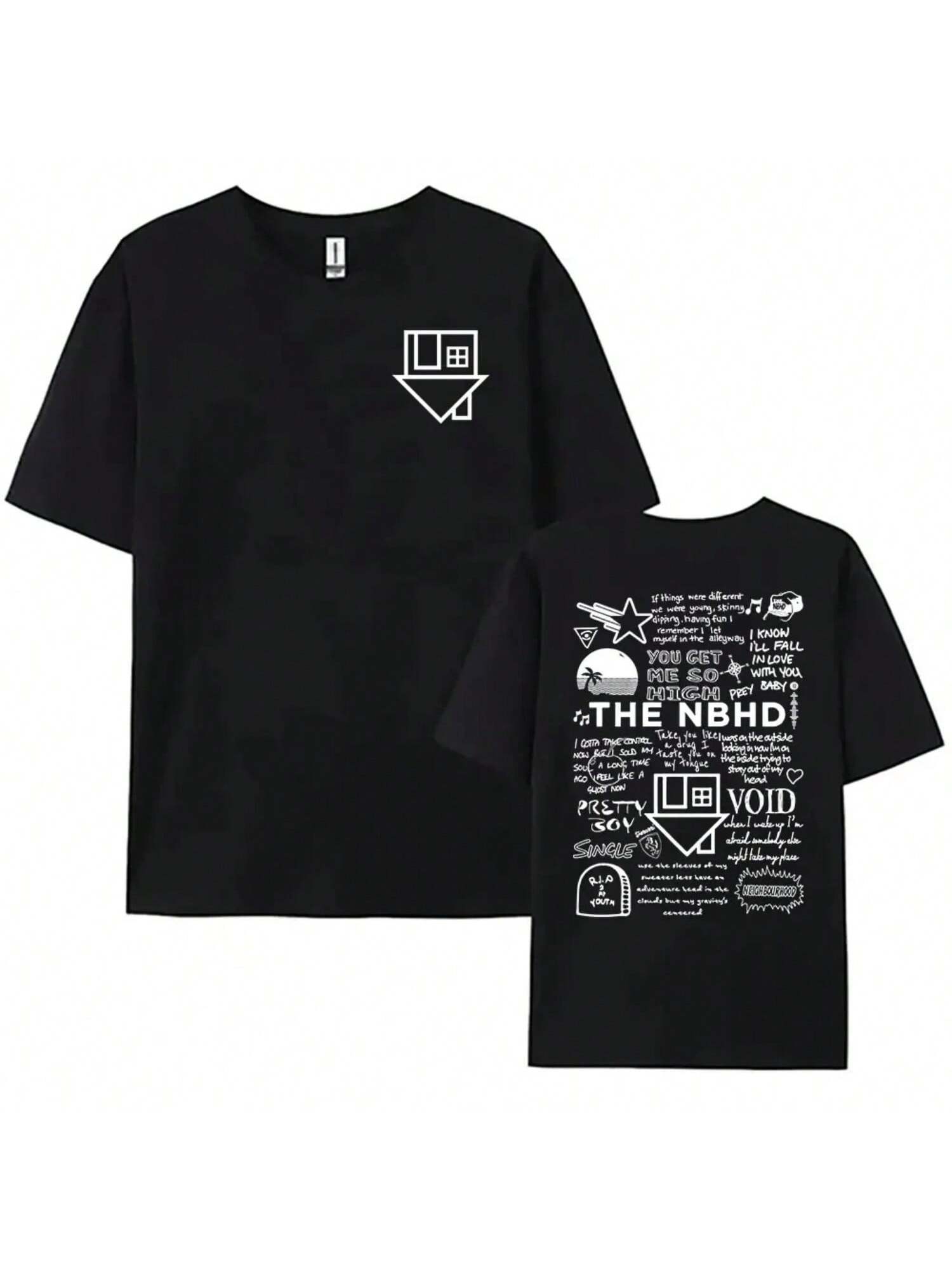 

The Neighborhood NBHD Band Printing T-Shirt High Quality Women Tshirts Ropa Mujer Casual Short Sleeve Tee-Shirt Women XXXXXL чорний