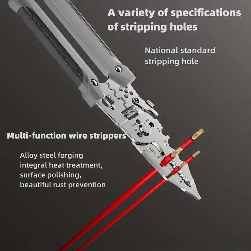 Stainless Steel Multifunctional Stripping Pliers Wire Splitting Skinning Crimping Pliers Universal Winding Industrial Wire Cutting Pliers