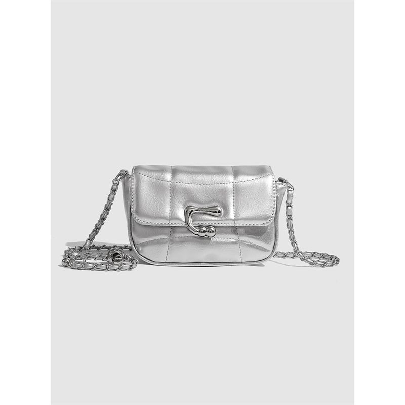 

Ur Silver Niche Style Fancy Shoulder Work Clothing Chain Bag Silver