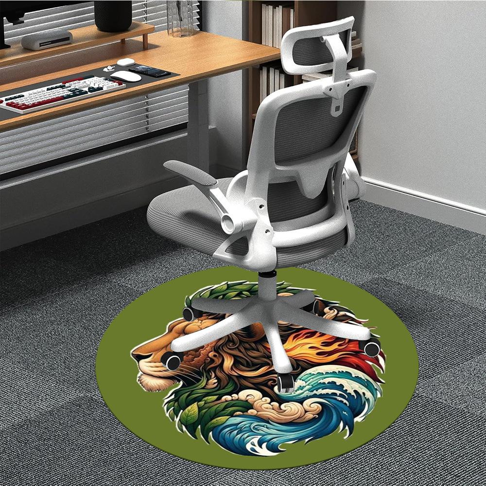 

1pc Lion Head Chair Carpet for Office Non-Slip Mat for Office - Decorative Floor Mat yy251030190 80cm by 80cm