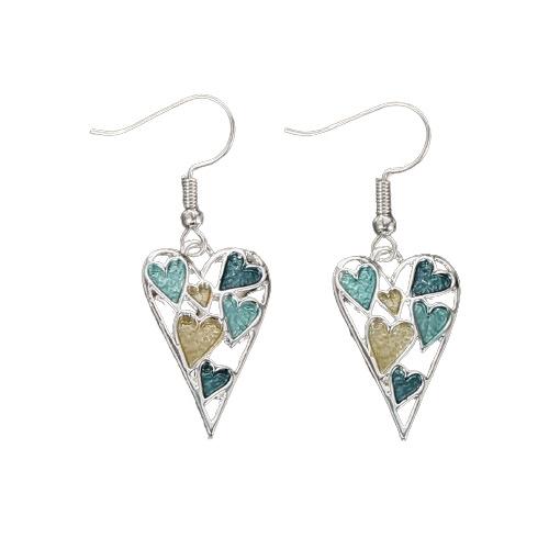 Hand-painted enamel love earrings hollow heart-shaped irregular ear hooks women's versatile earrings retro Tremella hooks