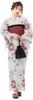 Dita Yukata Set with and Japanese Retro Taisho Era Modern Floral Peony Easy To Dress by Yourself Taisho Free Women's 5-Piece Obi, Red, Black, White,