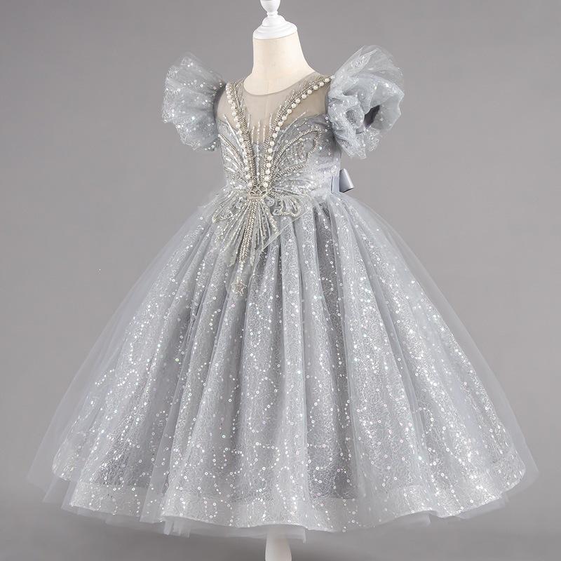 High-End Girls' Princess Wedding or Birthday Dress with Sequins