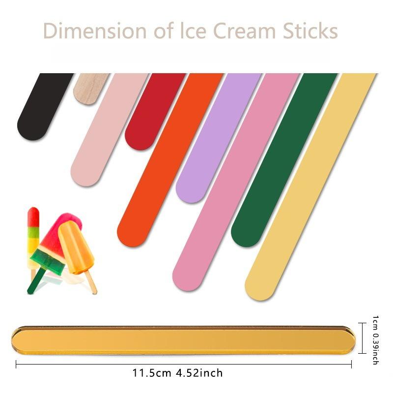20PC Acrylic Craft Sticks Mixed Color Transparent Popsicle Sticks for DIY Homemade Ice Cream Bars, Reusable Treats Ice Pop Stick