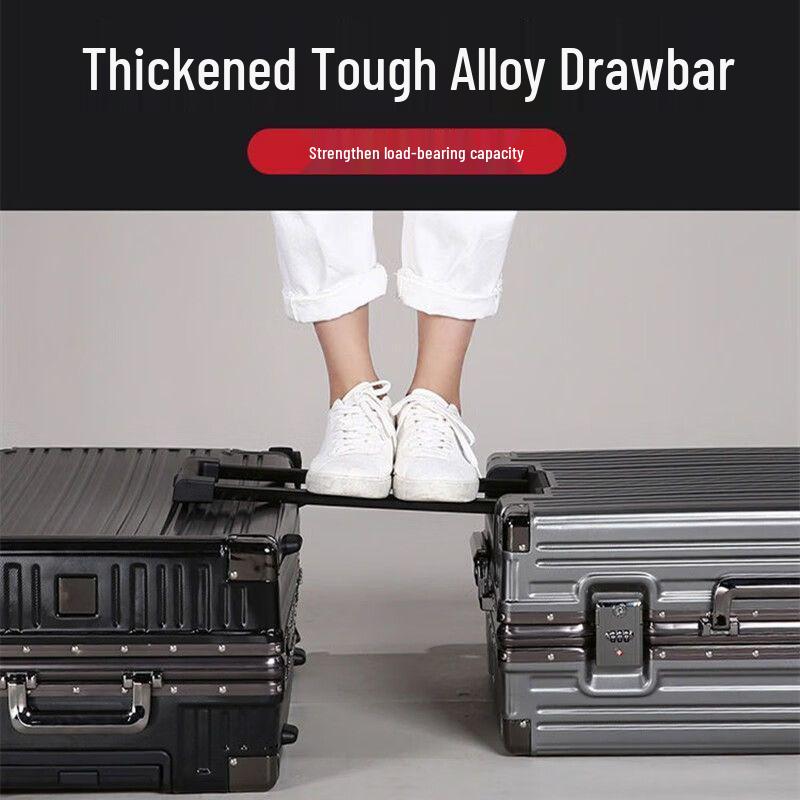 Durable Leather Carry-on Trolley with Combination Lock for Students and Men