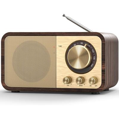 FM-Radio mit bestem Empfang, tragbares Transistorradio mit 5-Watt-Lautsprecher, wiederaufladbares Vintage-Radio für Zuhause und draußen, unterstützt TF-Kartenwiedergabe, Bassmodus