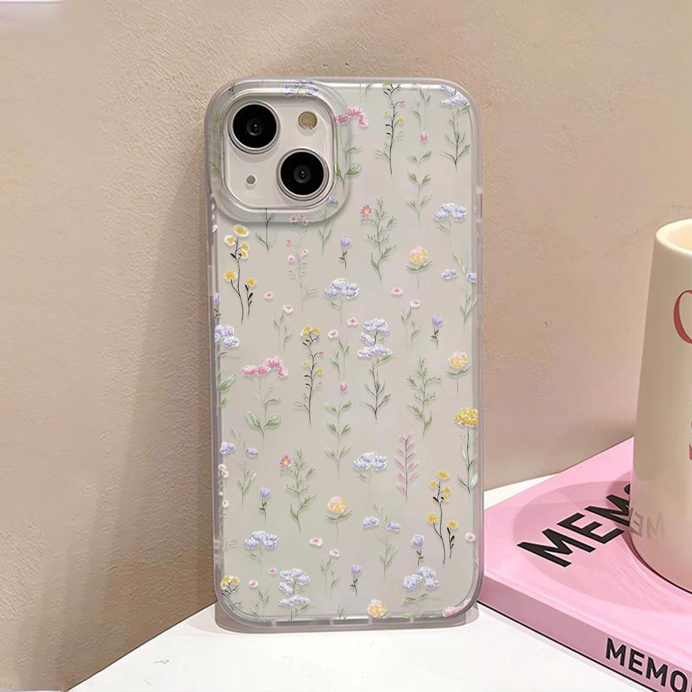 Mobile Phone Cases for iPhone 11 13 15 Pro Max 12 14 Pro Max Case iPhone 16 15 Plus 13 Pro 12 Frosted Texture Painted Cartoon Flowers