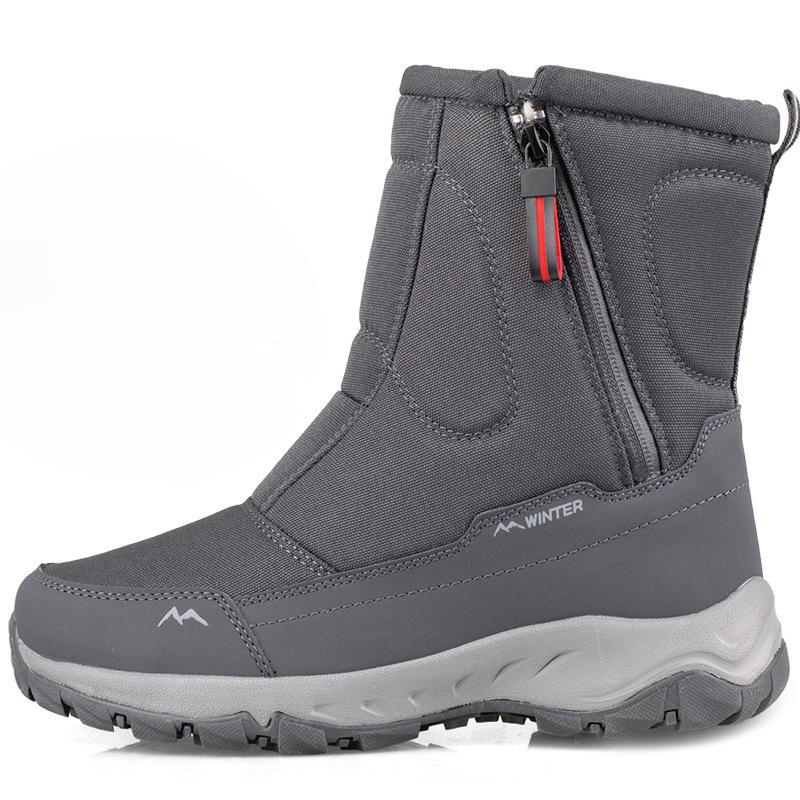 Herren Winterstiefeletten Warme Schneestiefel rutschfeste wasserabweisende Stiefeletten mit Reißverschluss Kunstfellfutter Outdoor Sport Wandern Walking Kurze Stiefel für Männer