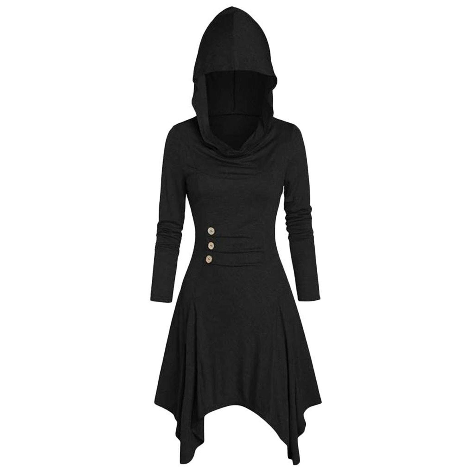 

Женские костюмы с капюшоном, винтажный пуловер, высокая низкая повязка, длинное платье, плащ M