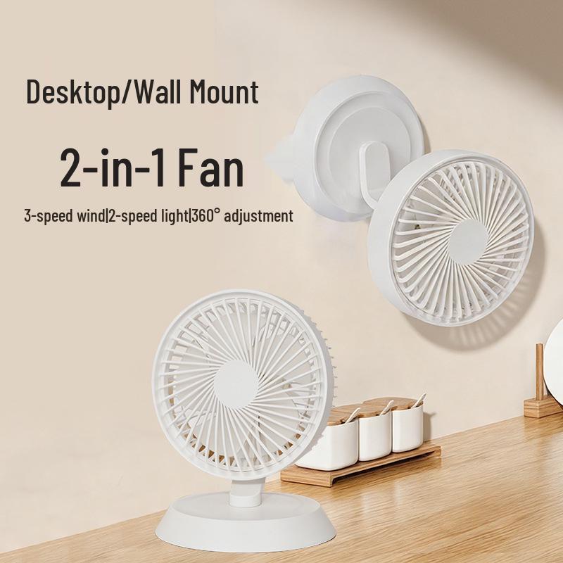 Rechargeable Desktop Fan with Light - 2026 Model, Oscillating Tabletop Electric Fan for Home or Office