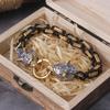 Bracciale con Ciondolo Lupo Vichingo in Acciaio Inossidabile a Maglia Rete, Gioielli Punk Biker da Uomo, Colore Inalterabile