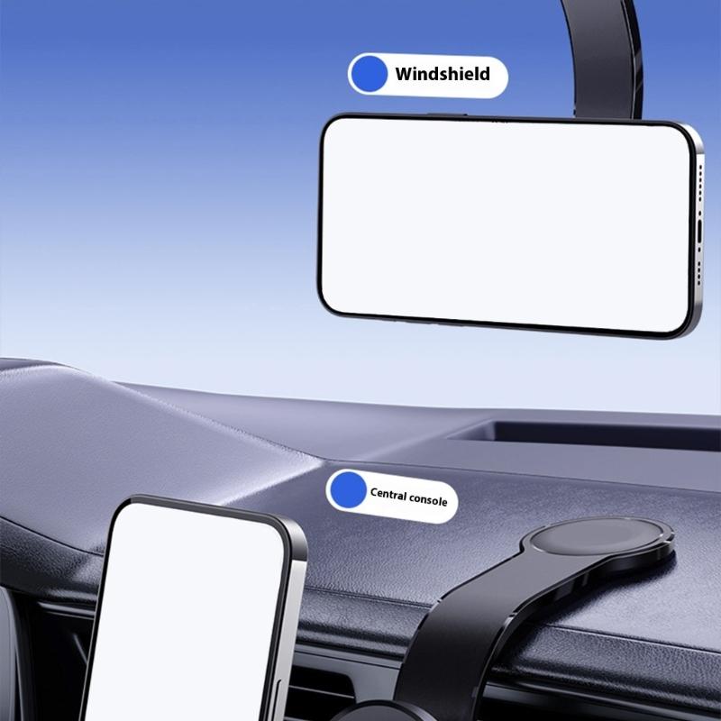 Adjustable Car Phone Holder Rack Stand Strong 1.8KG Suction Magnetic Base Heatproof Adhesive For Multiple Angle Viewing