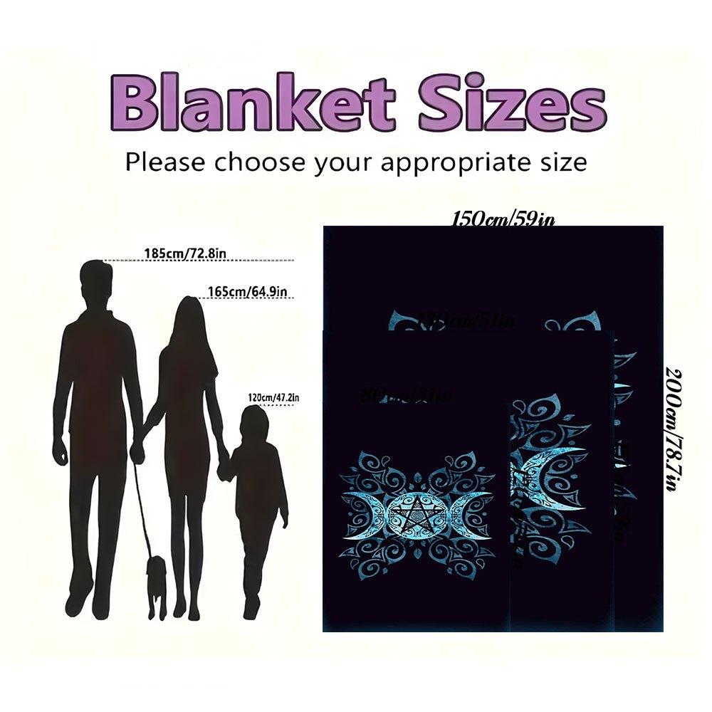 Blue Moon Pentagram Mandala Art Print Poster Wall DecorBlanket Flannel Throw Blanket for Sofa, Bed, Travel, Camping, Office